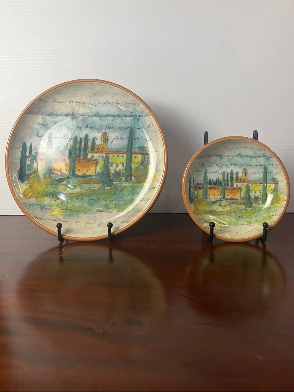 Paysage Salad/Dessert Plate With Dipping Bowl By artist Marc Lacaze